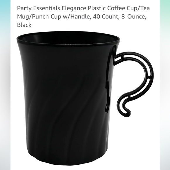 Party Essentials Elegance Plastic Coffee Cup/Tea Mug/Punch Cup w/Handle 95 Count - Picture 3 of 3